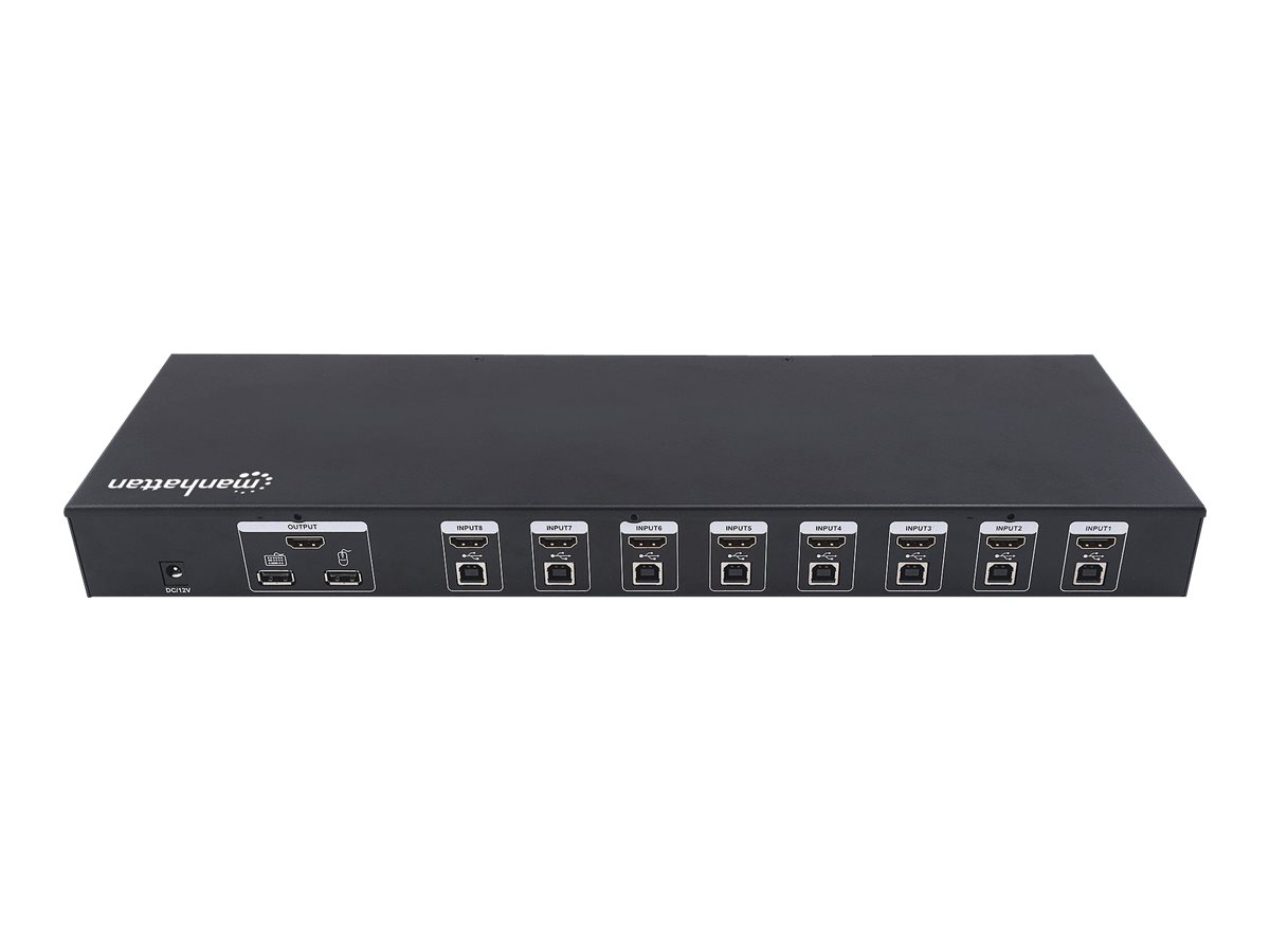 Manhattan 8-Port HDMI KVM Switch, Eight HDMI and Eight USB-B Ports, Full HD, set of eight HDMI-to-USB cables included, Three Year Warranty, Box