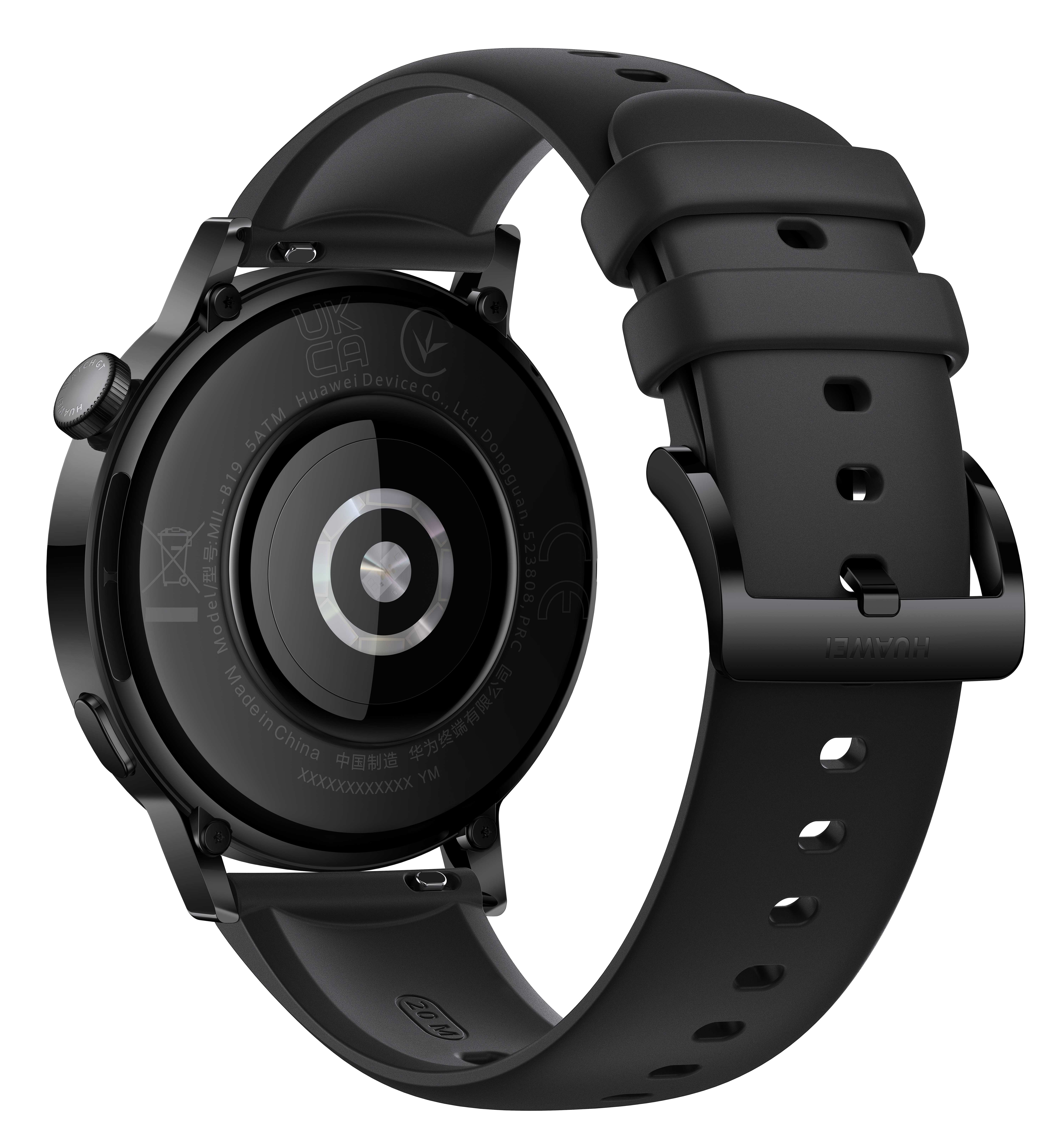 Huawei Watch GT 3 - Active Edition - 42 mm - schwarzes Edelstahl - intelligente Uhr mit Riemen - Flouroelastomer - schwarz - Handgelenkgröße: 130-190 mm - Anzeige 3.4 cm (1.32")