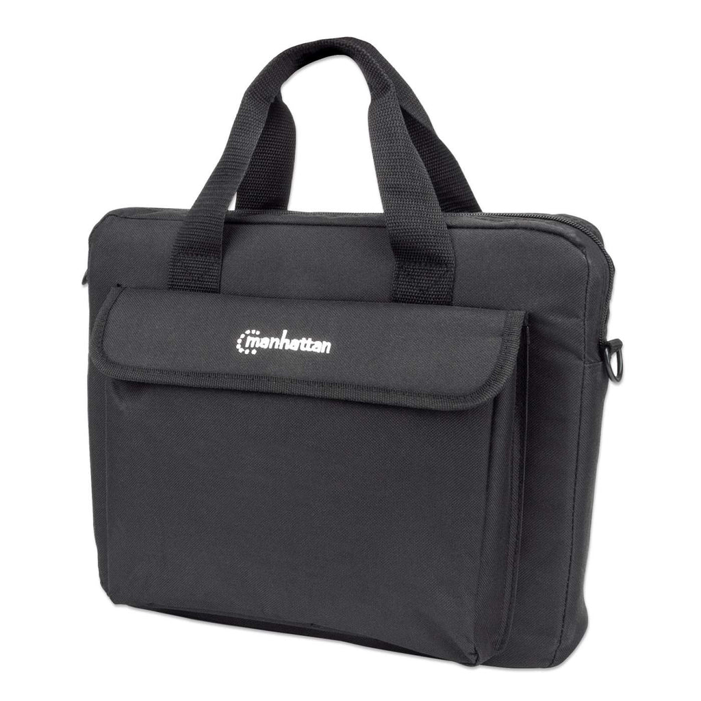 Manhattan London Laptop Bag 12.5", Top Loader, Black, LOW COST, Accessories Pocket, Shoulder Strap (removable)