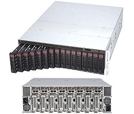 Supermicro SuperServer 5038MR-H8TRF - 8 Knoten - Cluster - Rack-Montage - 3U - 1-Weg - keine CPU - RAM 0 GB 8.9 cm (3.5")