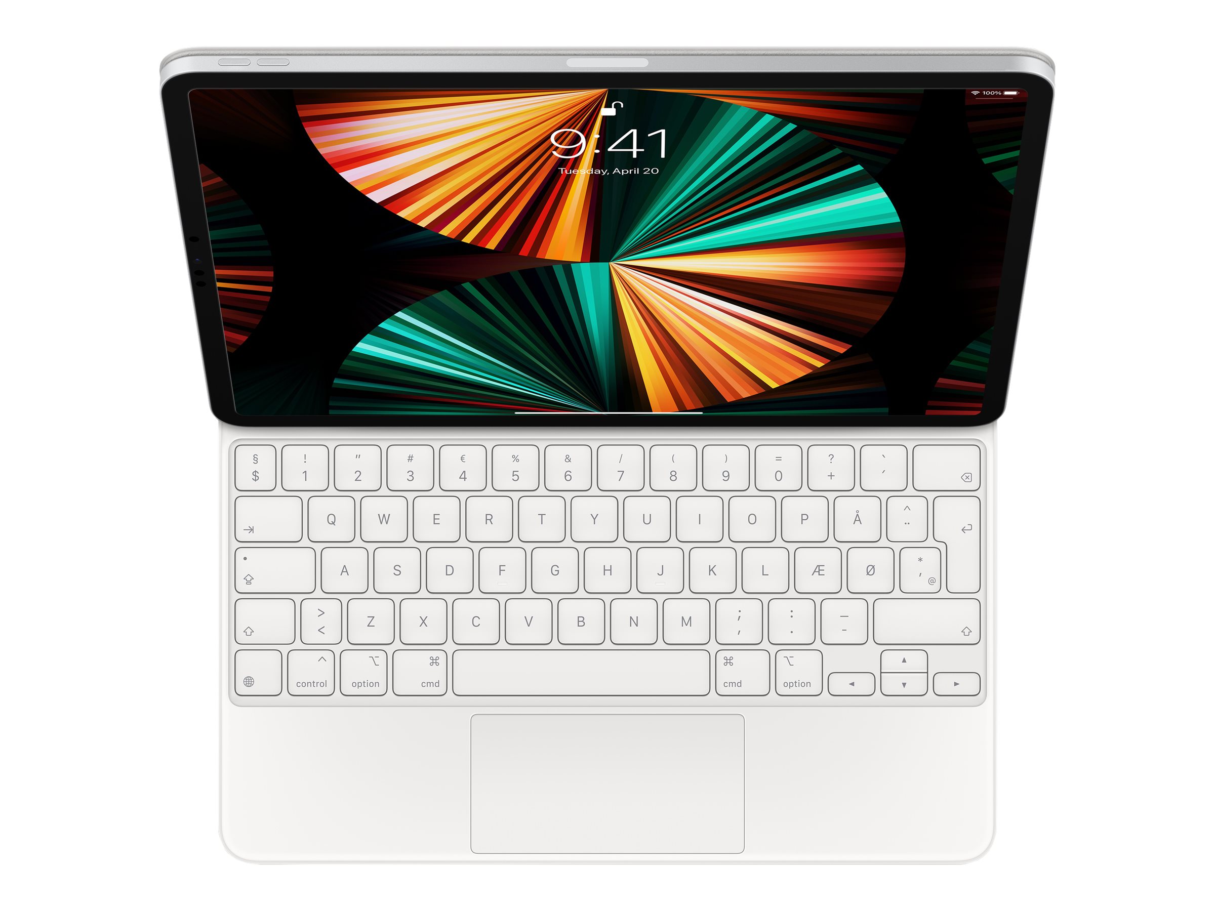 Apple Magic Keyboard - Tastatur und Foliohülle - mit Trackpad - hinterleuchtet - Apple Smart connector - QWERTY - Dänisch - weiß - für 12.9-inch iPad Pro (3. Generation, 4. Generation, 5. Generation)