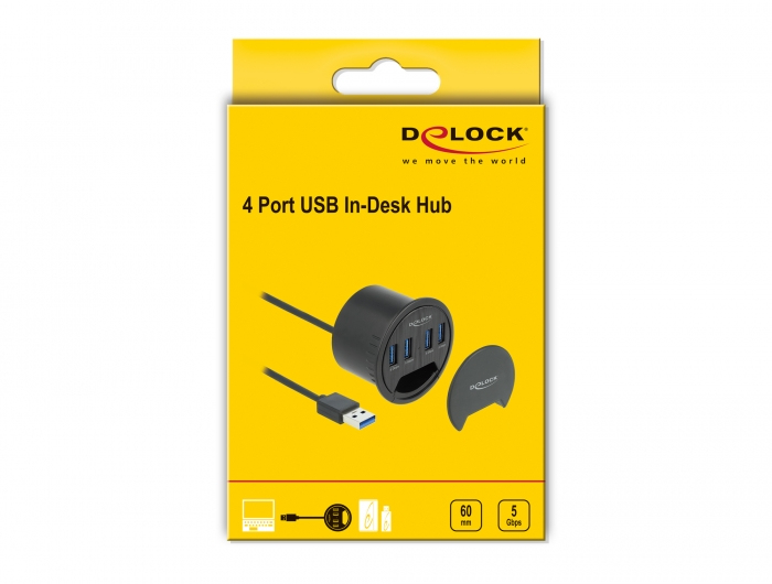 Delock Hub - 4 x USB 3.2 Gen 1 - für Unterputzmontage