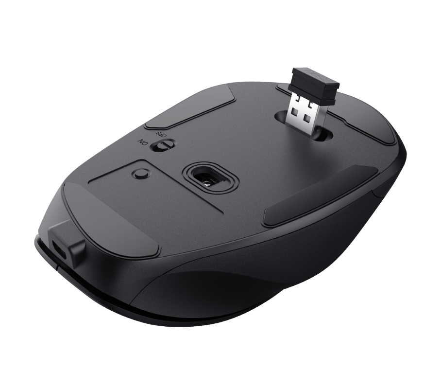 Trust Fyda Comfort - Maus - eco - ergonomisch - Für Rechtshänder - optisch - 6 Tasten - kabellos - 2.4 GHz - kabelloser Empfänger (USB)