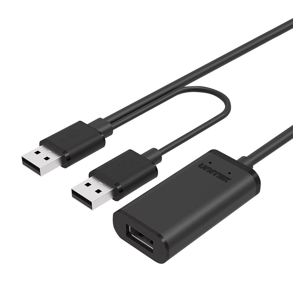 Unitek International USB 2.0 forlængerkabel 10m Sort