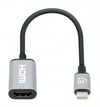 Manhattan Adapterkabel - 24 pin USB-C männlich zu HDMI weiblich - 15 cm - Schwarz - aktiv, unterstützt 4K 60 Hz (3840 x 2160)