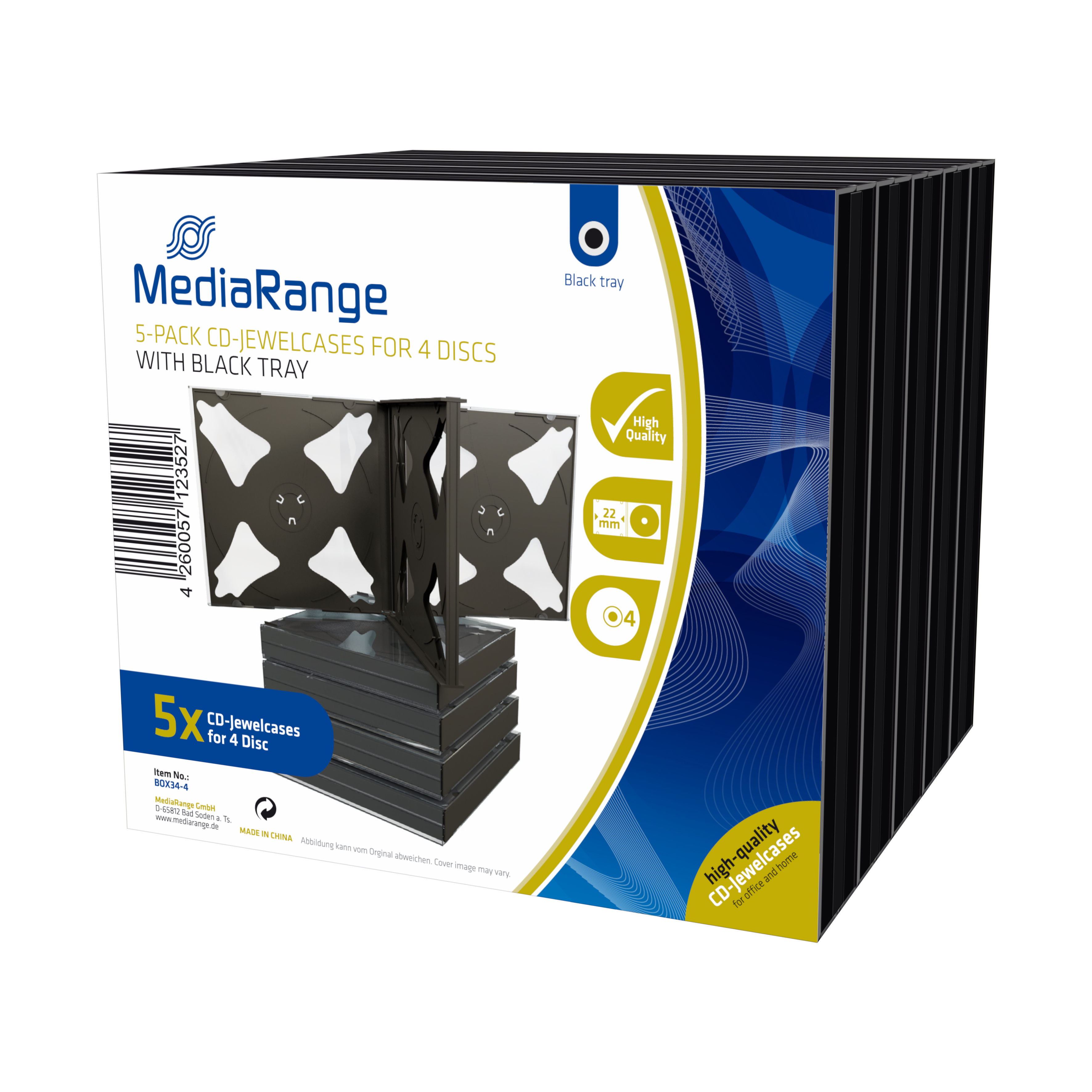 MEDIARANGE Retail pack 4er CD-Jewelcase - Behälter CD-Aufbewahrung - Kapazität: 4 CD/DVD (Packung mit 10)