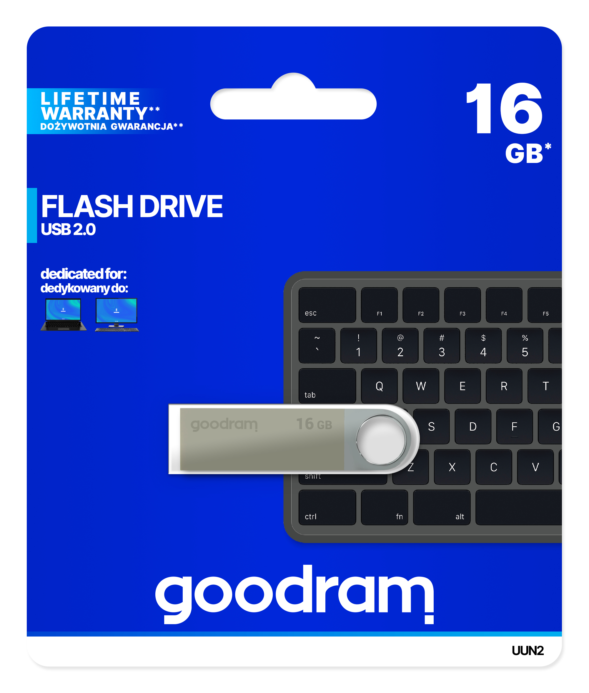 GoodRam 16GB USB 2.0 - 16 GB - USB Typ-A - 2.0 - 20 MB/s - Drehring - Schwarz - Silber