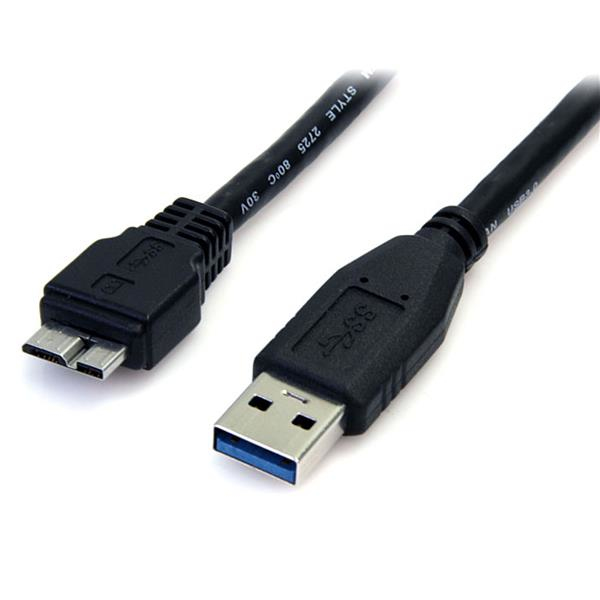 StarTech.com 0,5m USB 3.0 A auf Micro B Kabel - St/St - Schwarz - 50cm SuperSpeed USB 3.0 Anschlusskabel - Stecker / Stecker - USB-Kabel - Micro-USB Type B (M)