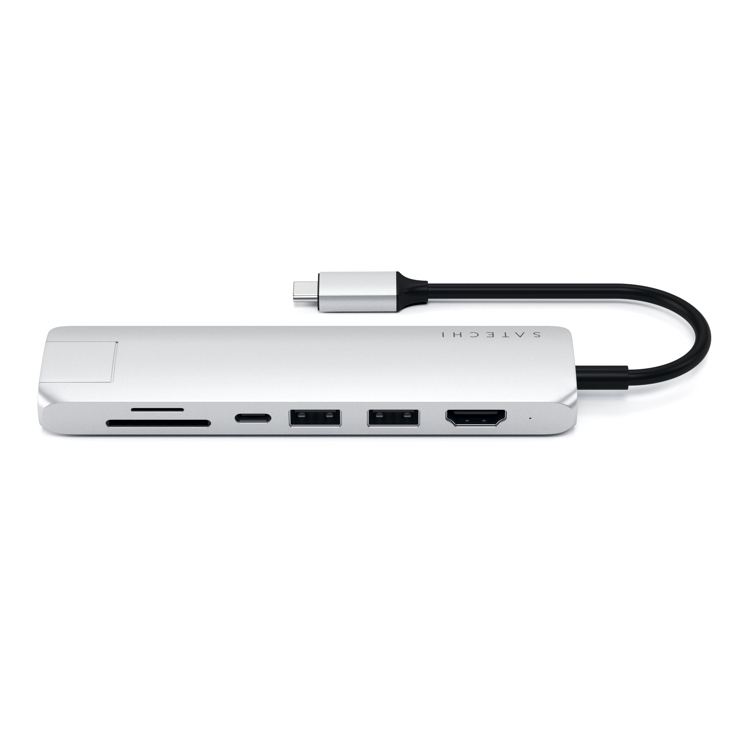 Satechi ST-UCSMA3S - USB 3.2 Gen 1 (3.1 Gen 1) Type-C - HDMI,RJ-45,USB 3.2 Gen 1 (3.1 Gen 1) Type-A,USB 3.2 Gen 1 (3.1 Gen 1) Type-C - MicroSD (TransFlash),SD - 5000 Mbit/s - Silber - 60 W
