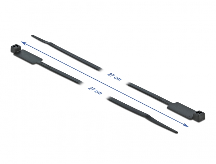 Delock Cable Tie with Label Tap - Kabelbinder - 27 cm - Schwarz (Packung mit 10)