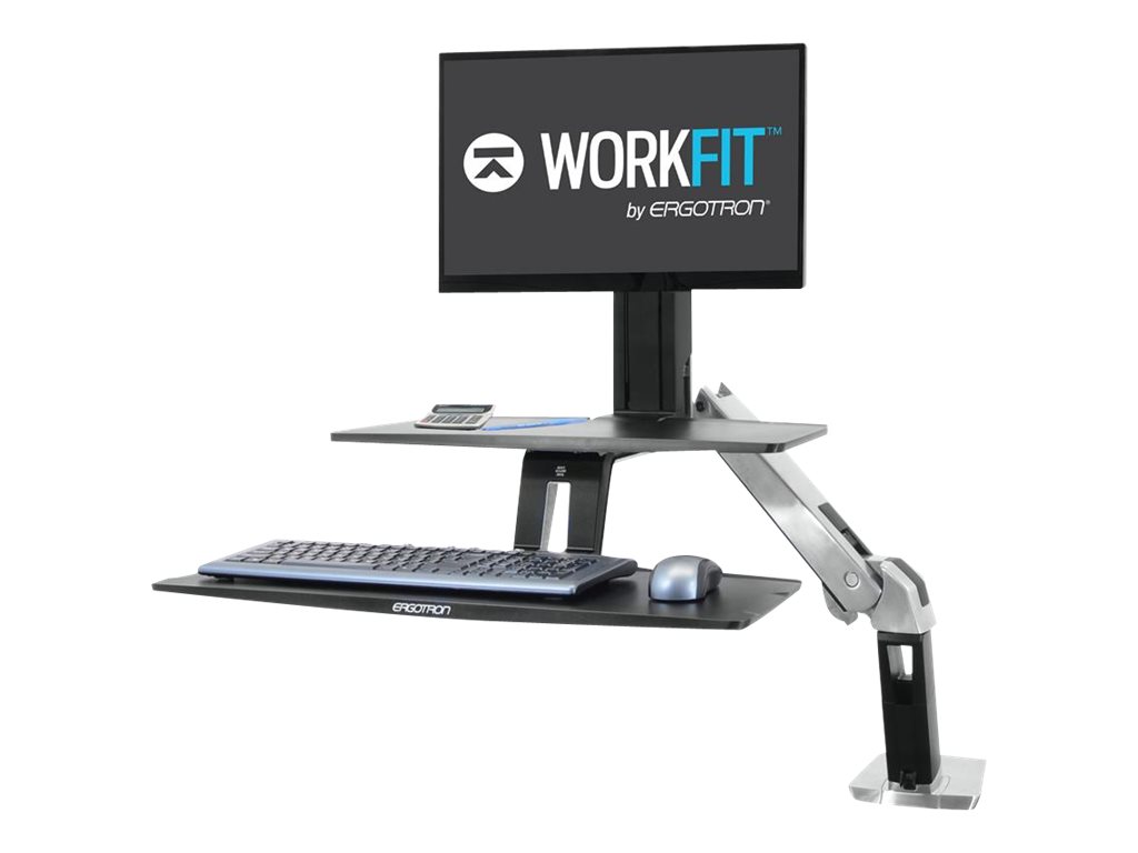 Ergotron WorkFit-A with Suspended Keyboard, Single LD Standing Desk - Aufstellung - für LCD-Display/Tastatur - Schwarz, Polished Aluminum - Bildschirmgröße: bis zu 61 cm (bis zu 24 Zoll)