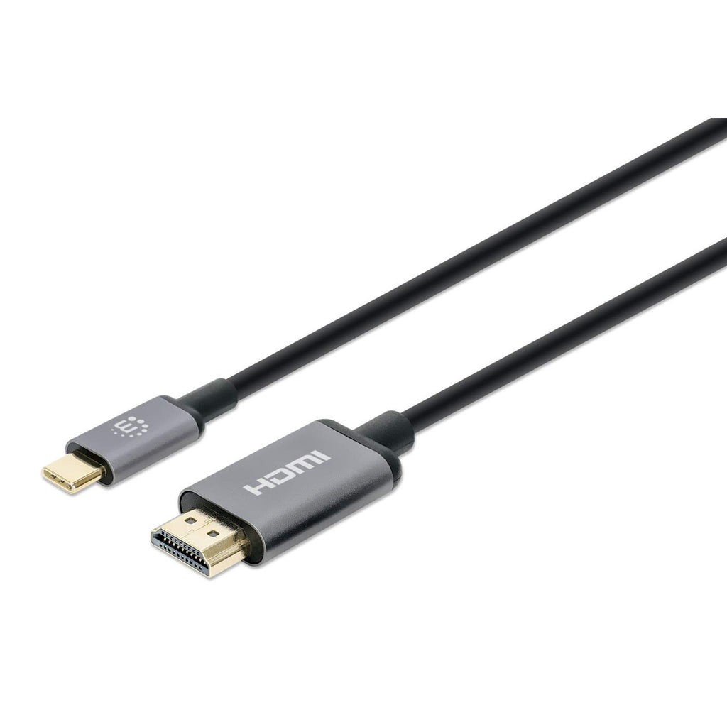 Manhattan USB-C to HDMI Cable, 4K@60Hz, 1m, Black, Equivalent to Startech CDP2HD2MBNL, Male to Male, Three Year Warranty, Polybag - Adapterkabel - USB-C männlich zu HDMI männlich - 1 m - Doppelisolierung - Schwarz - unterstützt 4K 60 Hz (3840 x 2160)