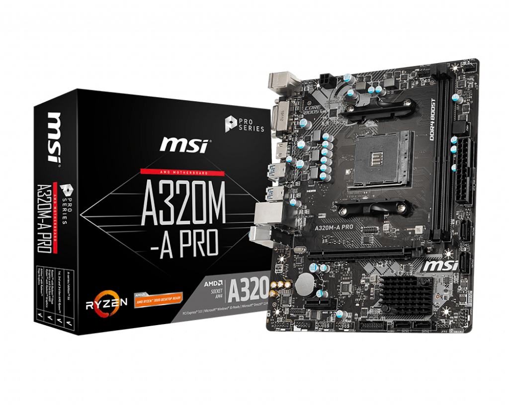 MSI A320M-A PRO - Motherboard - micro ATX - Socket AM4 - AMD A320 Chipsatz - USB 3.1 Gen 1 - Gigabit LAN - Onboard-Grafik (CPU erforderlich)