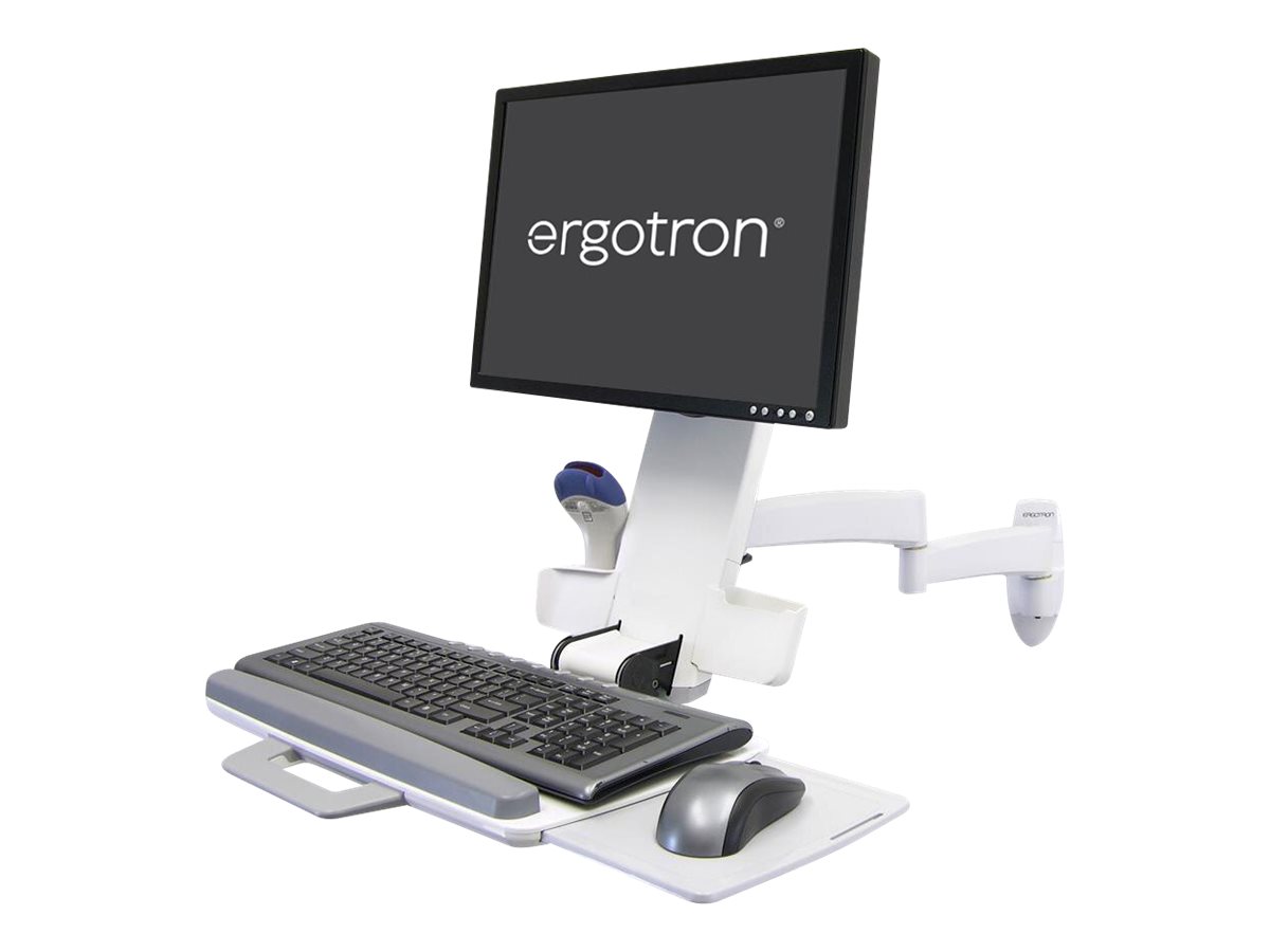 Ergotron 200 Series - Befestigungskit (Gelenkarm, Barcode-Scanner-Halter, Tastaturablage mit linker/rechter Mausablage) - für LCD-Display / PC-Ausrüstung - Stahl - weiß - Bildschirmgröße: bis zu 61 cm (bis zu 24 Zoll)