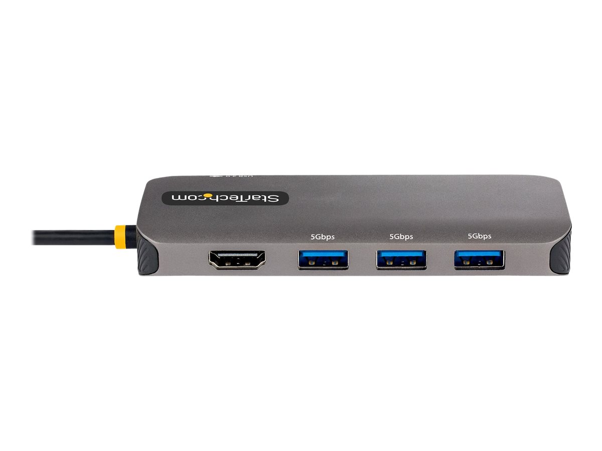 StarTech.com USB C Multiport Adapter, 4K 60Hz HDMI Video, 3-Port 5Gbps USB-A 3.2 Hub, 100W Power Delivery Passthrough, GbE, USB Type-C Mini Travel Dock with Charging, 12in/30cm Cable - USB C Laptop Docking Station (127B-USBC-MULTIPORT)