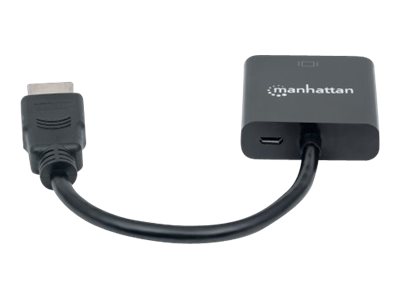 Manhattan HDMI to VGA Converter cable, 1080p, 30cm, Male to Female, Equivalent to Startech HD2VGAE2, Micro-USB Power Input Port for additional power if needed, Black, Three Year Warranty, Polybag - Videoadapter - HDMI männlich zu HD-15 (VGA)