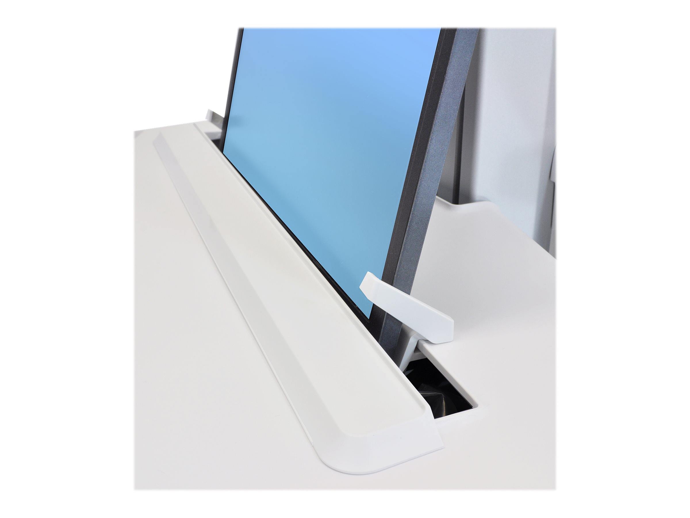 Ergotron EMR Laptop Cart, LiFe Powered - Wagen für Notebook / PC-Ausrüstung - verriegelbar - medizinisch - Kunststoff, Aluminium, verzinker Stahl - Grau, weiß, Polished Aluminum - Bildschirmgröße: bis zu 43,9 cm (bis zu 17,3")