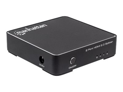 Manhattan HDMI Splitter 2-Port , 4K@60Hz, Displays output from x1 HDMI source to x2 HD displays (same output to both displays)
