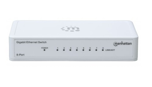 Manhattan 8-Port Gigabit Ethernet Switch, Desktop Size, Plastic, IEEE 802.3az (Energy Efficient Ethernet)