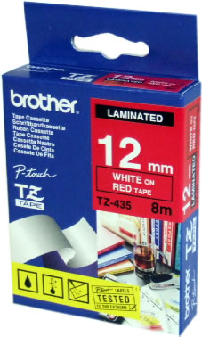 Brother TZe-435 - Weiß auf Rot - Rolle (1,2 cm x 8 m) 1 Kassette(n) laminiertes Band