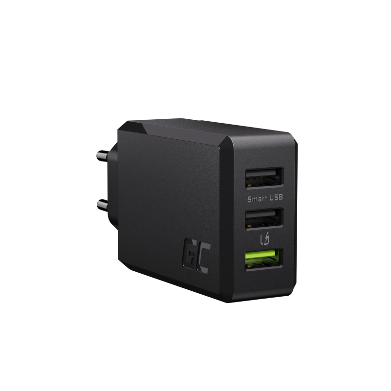 Green Cell ChargeSource 3 - Netzteil - 30 Watt - Apple Fast Charge, GC Ultra Charge, Huawei Fast Charge, QC 3.0, AFC - 3 Ausgabeanschlussstellen (USB)