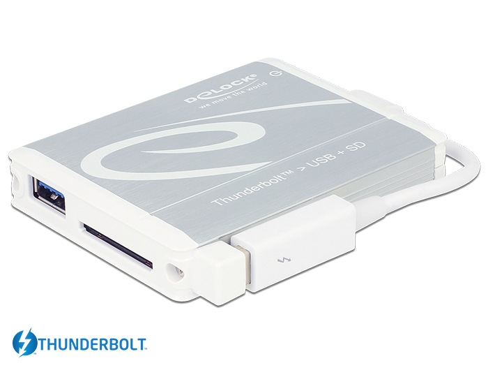Delock Thunderbolt Adapter > 1 x USB 3.0 Type-A female + SD UHS-II Card Reader - Kartenleser (MMC, SD, MMCplus, SDHC UHS-I, SDXC UHS-I, SDHC UHS-II, SDXC UHS-II)
