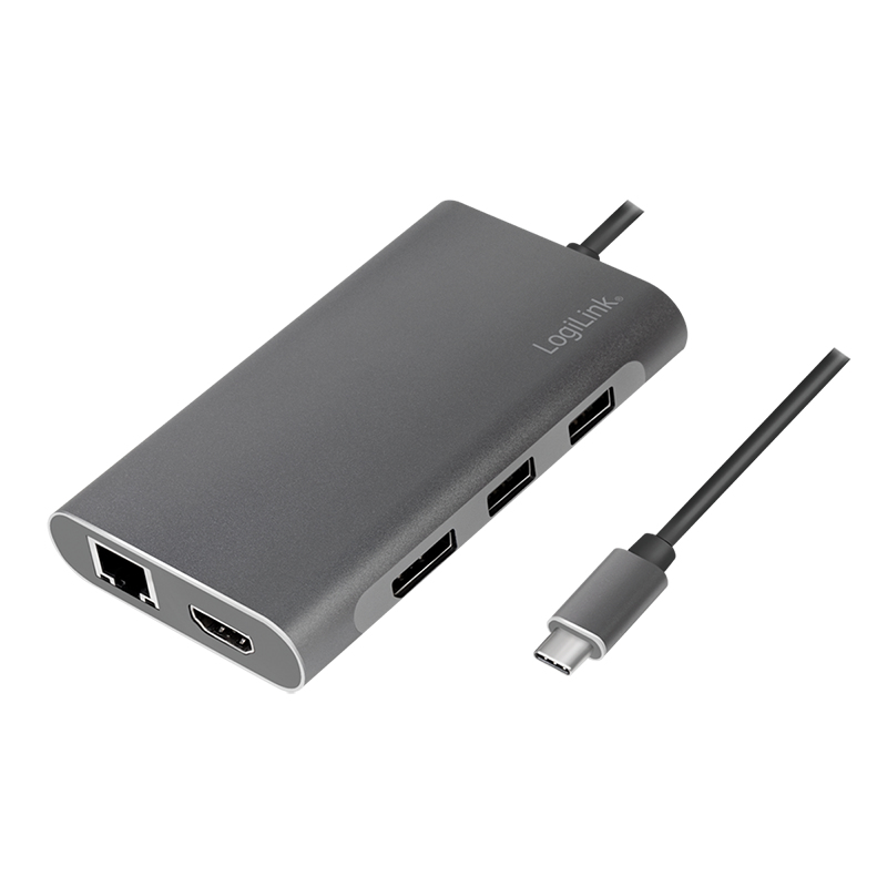LogiLink UA0382 - Kabelgebunden - USB 3.2 Gen 1 (3.1 Gen 1) Type-C - 100 W - 10,100,1000 Mbit/s - Silber - 5000 Gbit/s