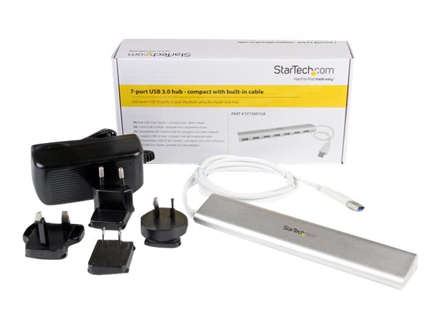 StarTech.com 7 Port kompakter USB 3.0 Hub mit eingebautem Kabel