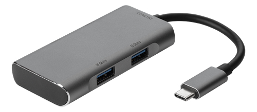 Deltaco USB 3.1 Gen 1-hubb USB-C ha till 2xUSB-C grey