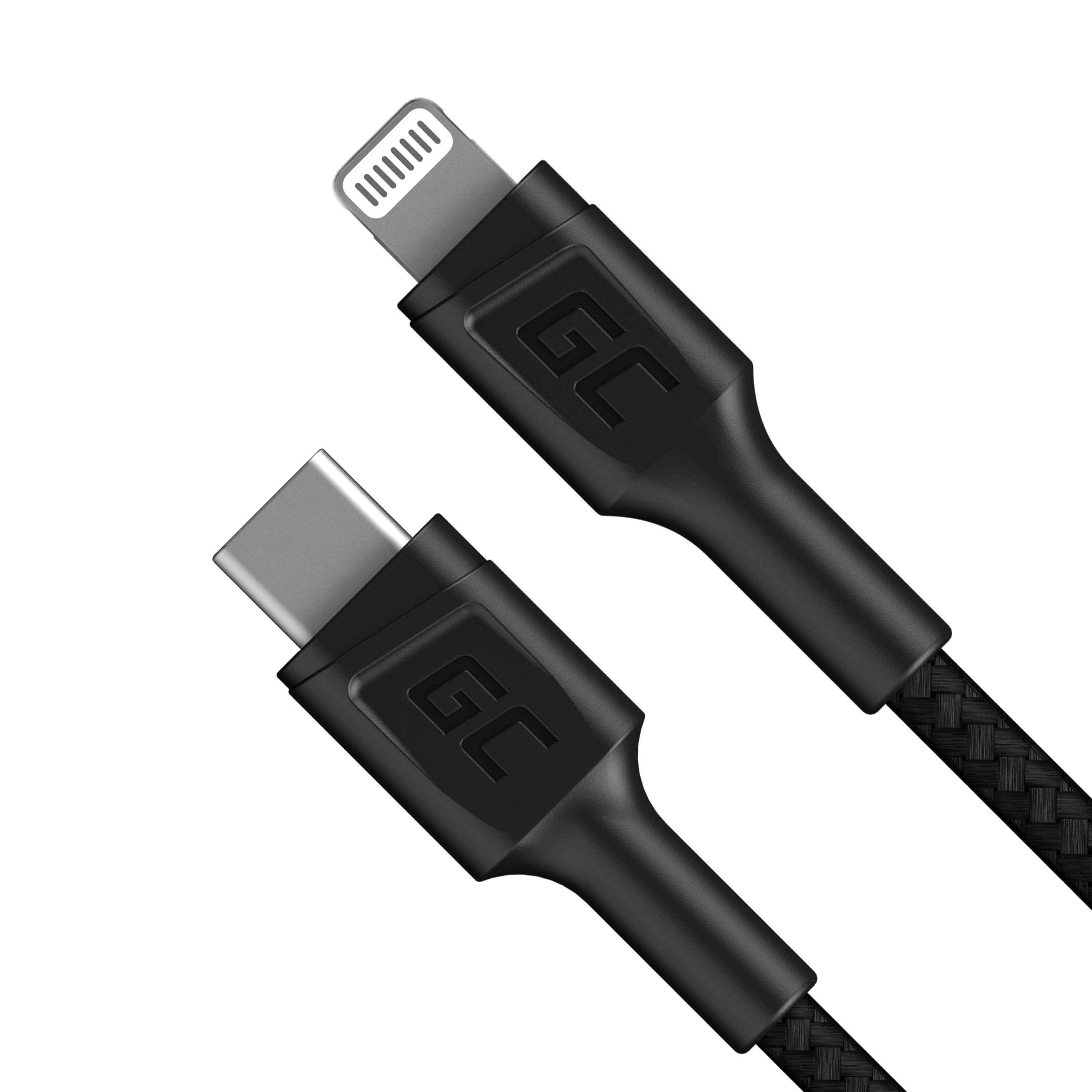 Green Cell Stream - Lightning-Kabel - 24 pin USB-C männlich zu Lightning männlich - 1 m - Doppelisolierung - Schwarz - unterstützt Stromversorgung - für Apple iPad/iPhone/iPod (Lightning)