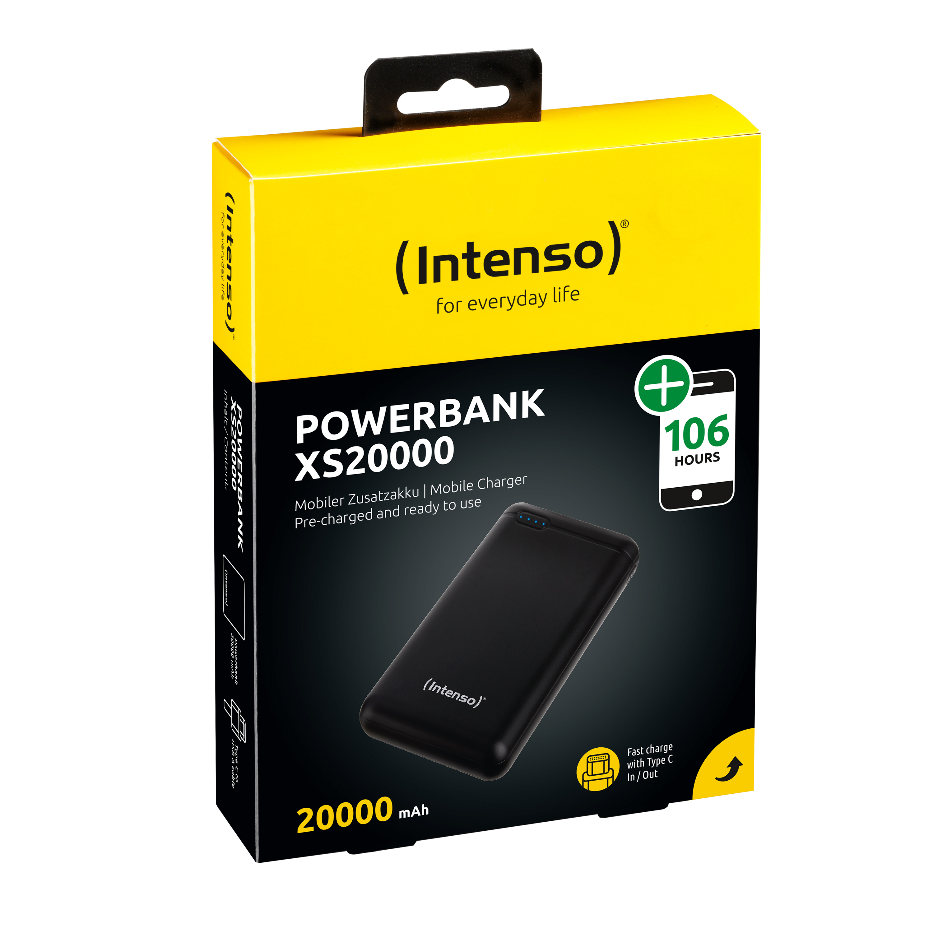 Intenso XS20000 - Powerbank - 20000 mAh - 3.1 A - 2 Ausgabeanschlussstellen (USB, USB-C)
