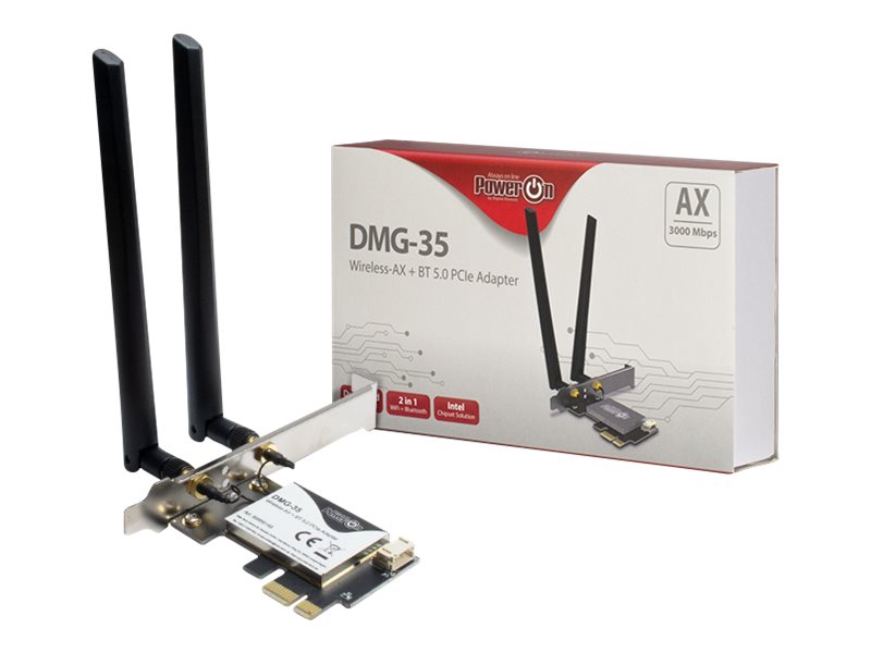 Inter-Tech DMG-35 - Netzwerkadapter - PCIe Low-Profile - 802.11ac, Bluetooth 5.0, 802.11ax (Wi-Fi 6)