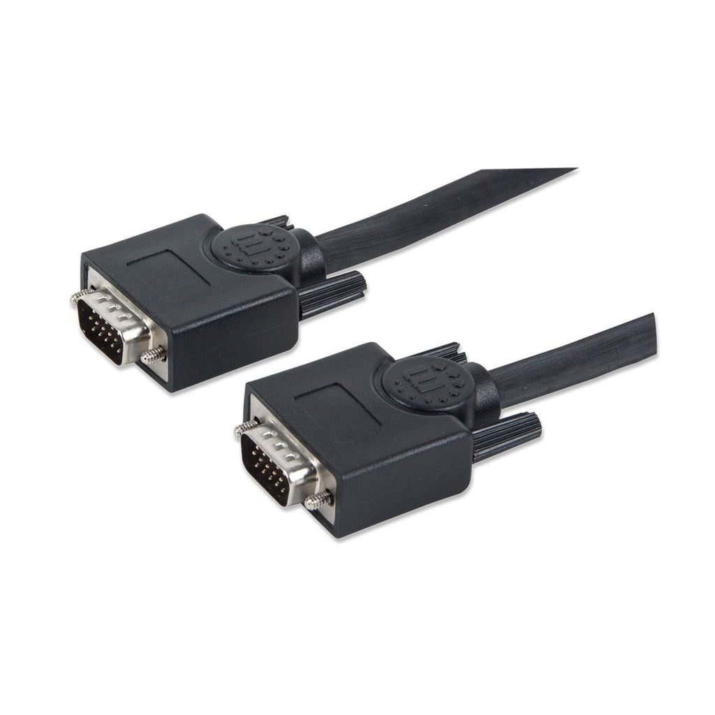 Manhattan VGA Monitor Cable, 10m, Black, Male to Male, HD15, Cable of higher SVGA Specification (fully compatible)
