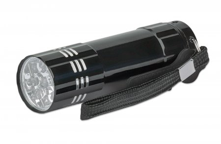 Manhattan 3er-Pack LED-Aluminiumtaschenlampe - 45 Lumen Ausgangsleistung - neun LEDs - kompaktes Format - schwarz - Hand-Blinklicht - Schwarz - Aluminium - Tasten - LED - 9 Lampen