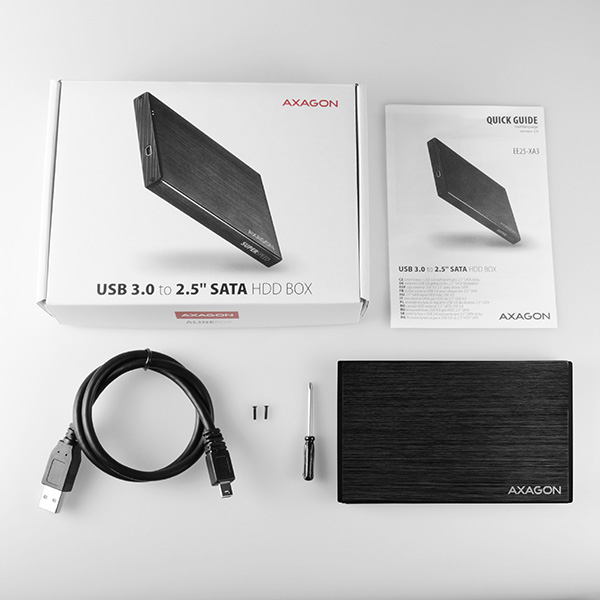 AXAGON EE25-XA3 - HDD / SSD-Gehäuse - 2.5 Zoll - SATA - Serial ATA II - Serial ATA III - 5 Gbit/s - USB Konnektivität - Schwarz
