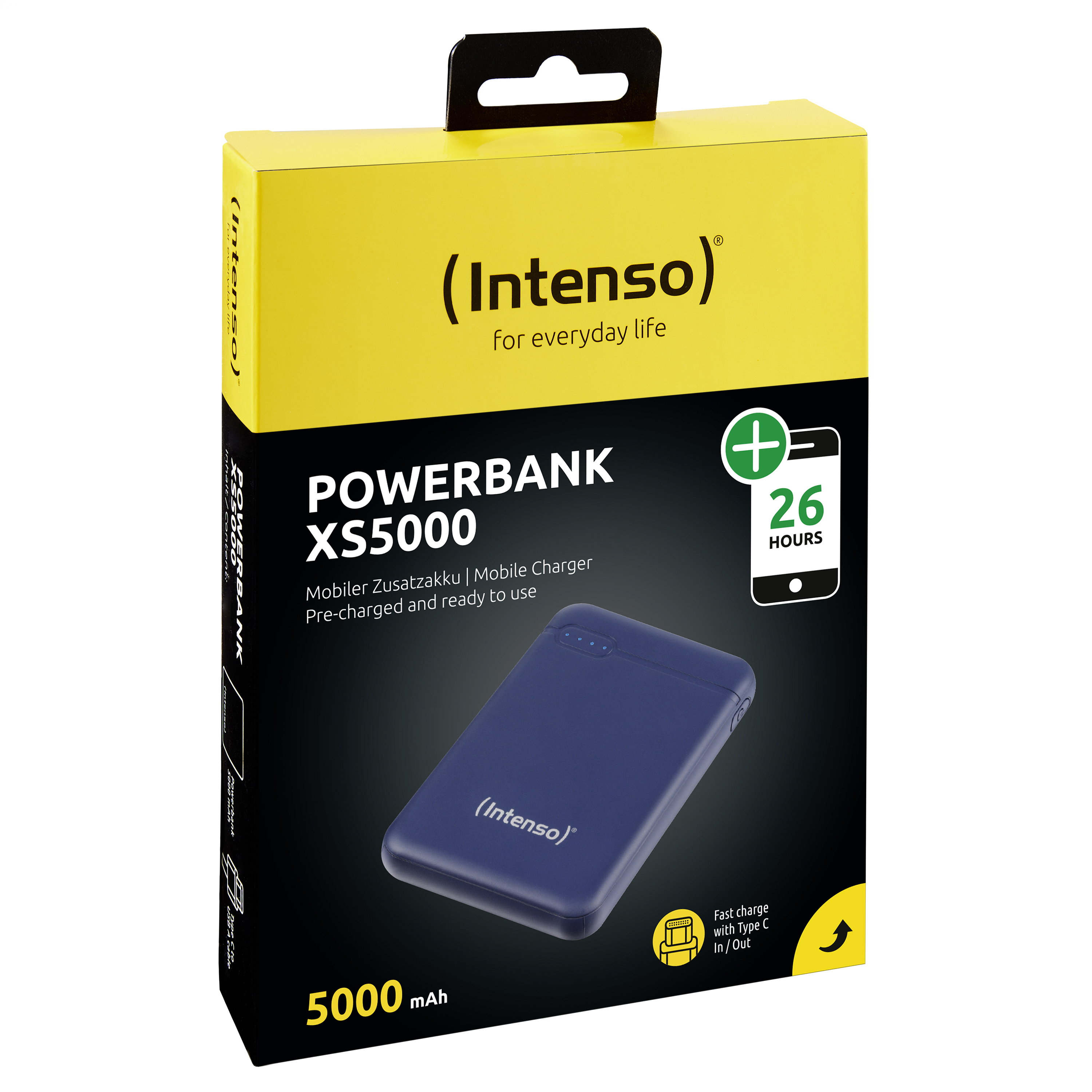Intenso Powerbank XS5000 - Powerbank - 5000 mAh - 2.1 A - 2 Ausgabeanschlussstellen (USB, USB-C)