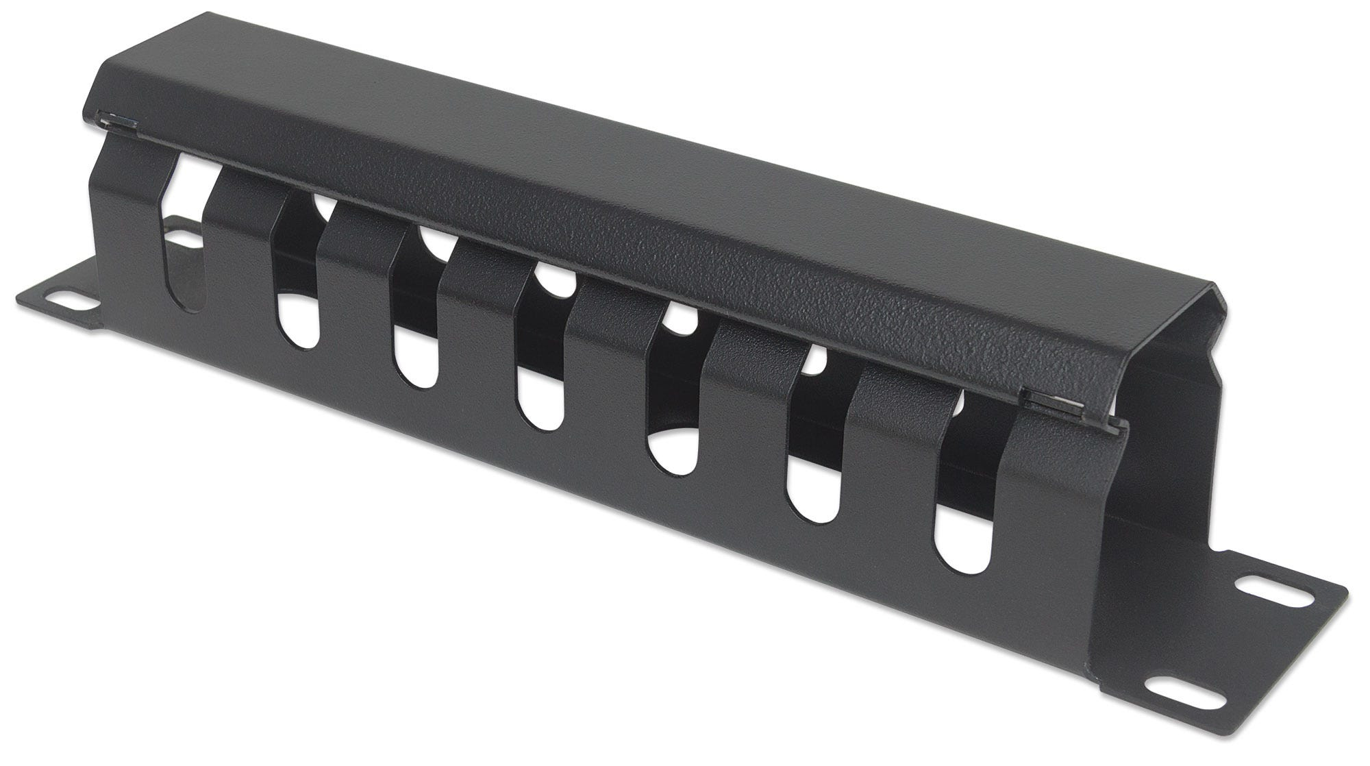 Intellinet Kabelmanagement für 10"-Schränke, 1 HE, mit Blende, schwarz - Kabelmanagement - Rack montierbar - Schwarz, RAL 9005 - 1U - 25.4 cm (10")
