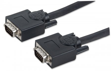 Manhattan VGA Monitor Cable, 30m, Black, Male to Male, HD15, Cable of higher SVGA Specification (fully compatible)