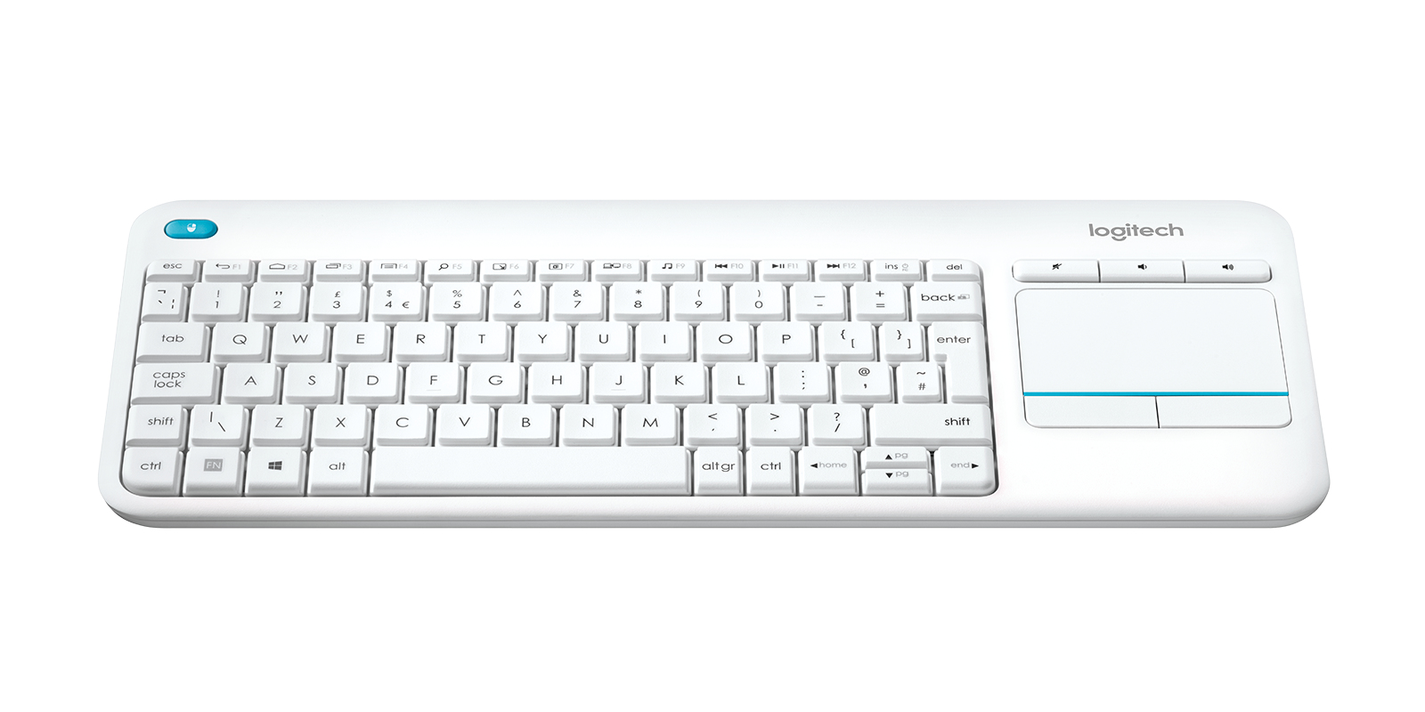 Logitech K400 Plus Wireless Touch Keyboard - WHITE - CZE-SKY - INTNL