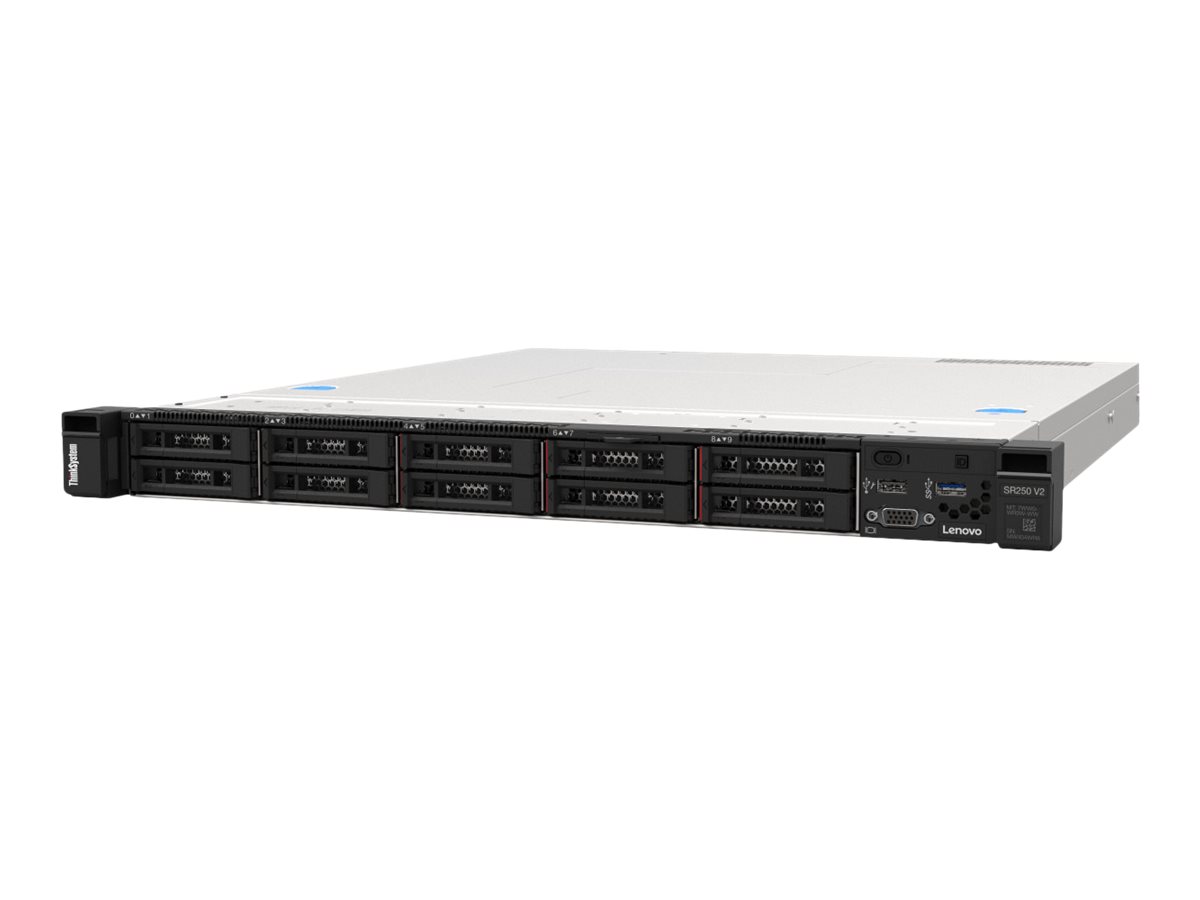 Lenovo ThinkSystem SR250 V2 7D7Q - Server - Rack-Montage - 1U - 1-Weg - 1 x Xeon E-2378 / 2.6 GHz - RAM 16 GB - SAS - Hot-Swap 6.4 cm (2.5")
