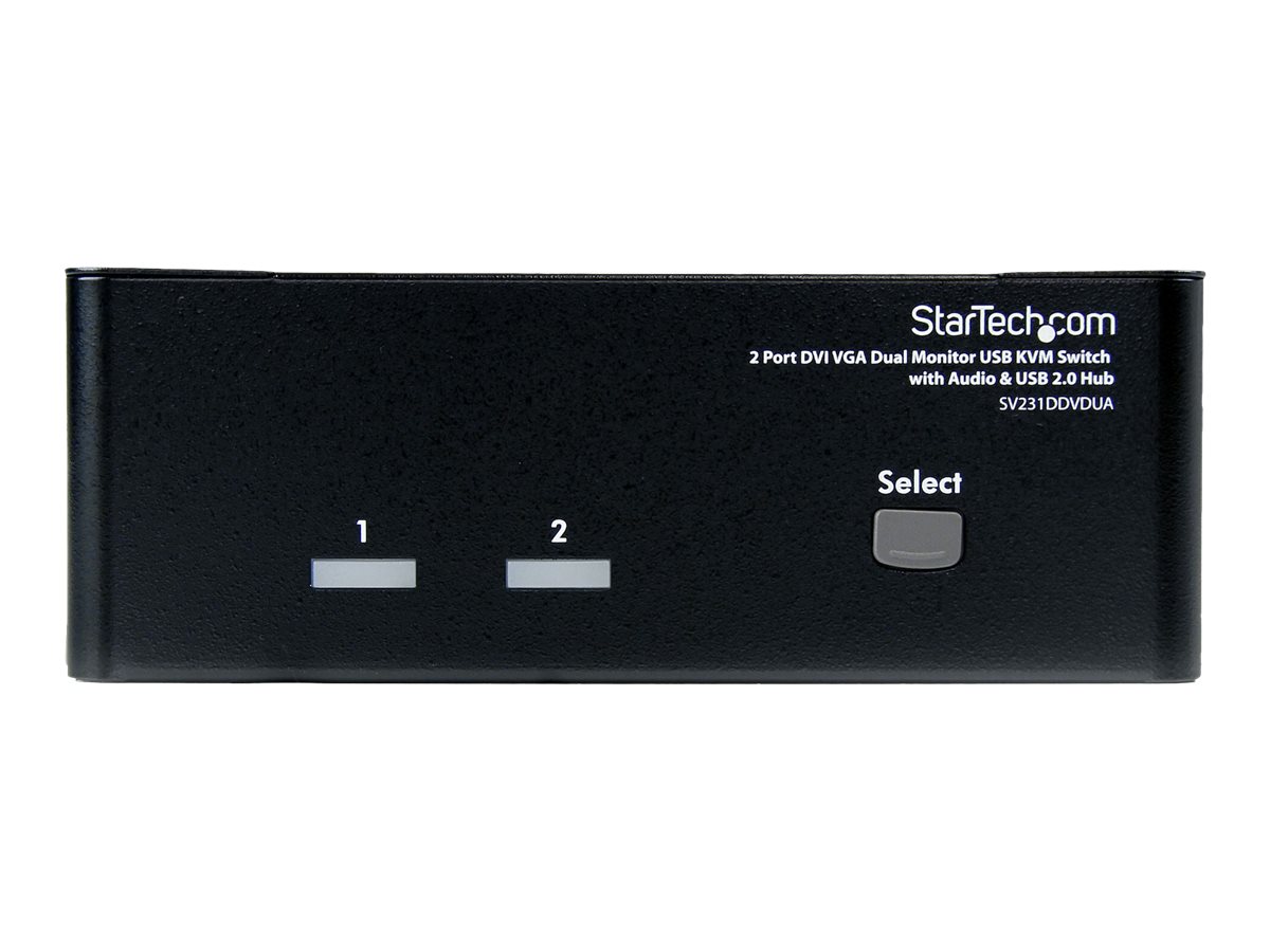StarTech.com Dual DVI VGA 2 Port Monitor Audio Switch 2-fach KVM Umschalter USB 2.0 1920x1200 - 2 x USB 2.0 4 x DVI-I 4 x Klinke (Buchse)