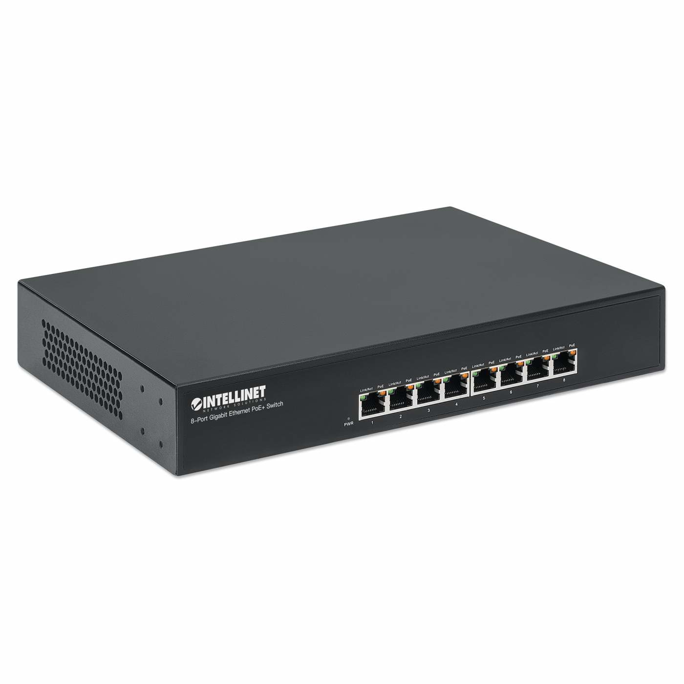 Intellinet 8-Port Gigabit Ethernet PoE+ Switch, 8 x PoE ports, IEEE 802.3at/af Power-over-Ethernet (PoE+/PoE)