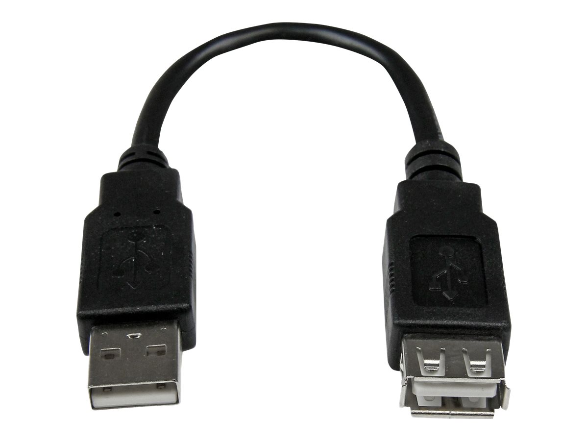 StarTech.com USB 2.0 Verlängerung 15cm - USB-A Verlängerungskabel Stecker auf Buchse - Schwarz - USB-Verlängerungskabel - USB (M)