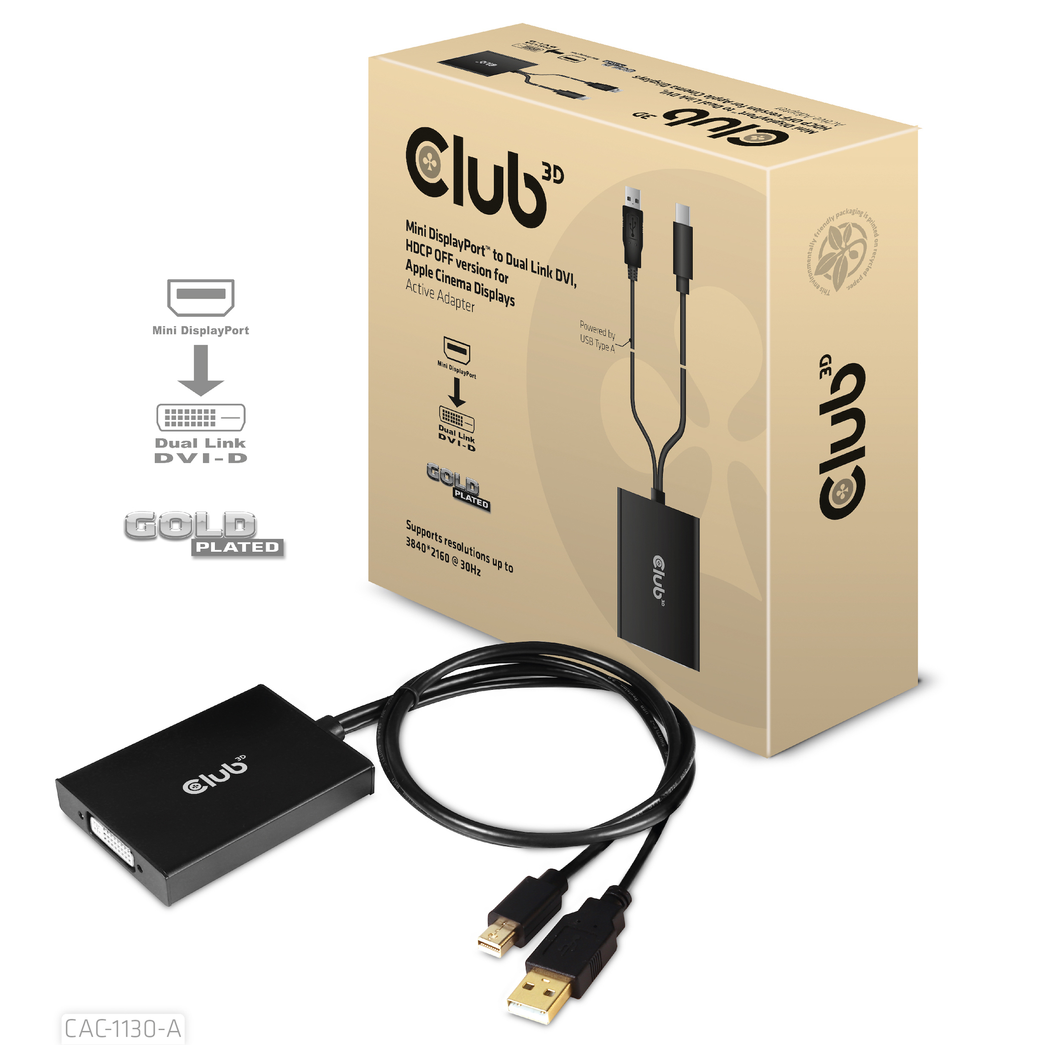 Club 3D Adapterkabel - USB (nur Strom), Mini DisplayPort (M)