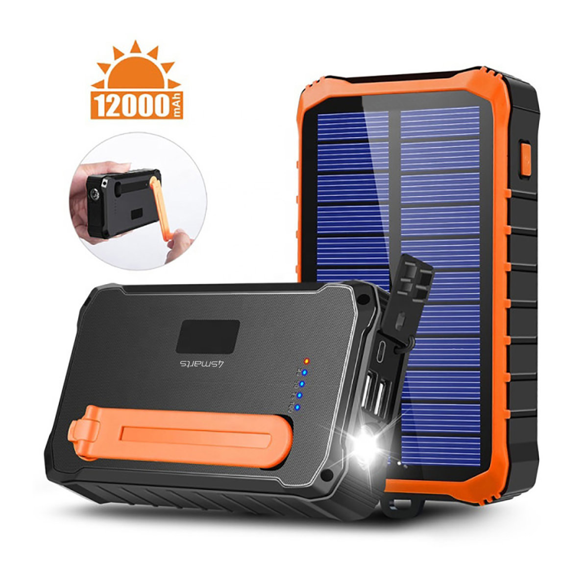 4smarts Prepper - Solar-Powerbank - Li-Pol - 12000 mAh