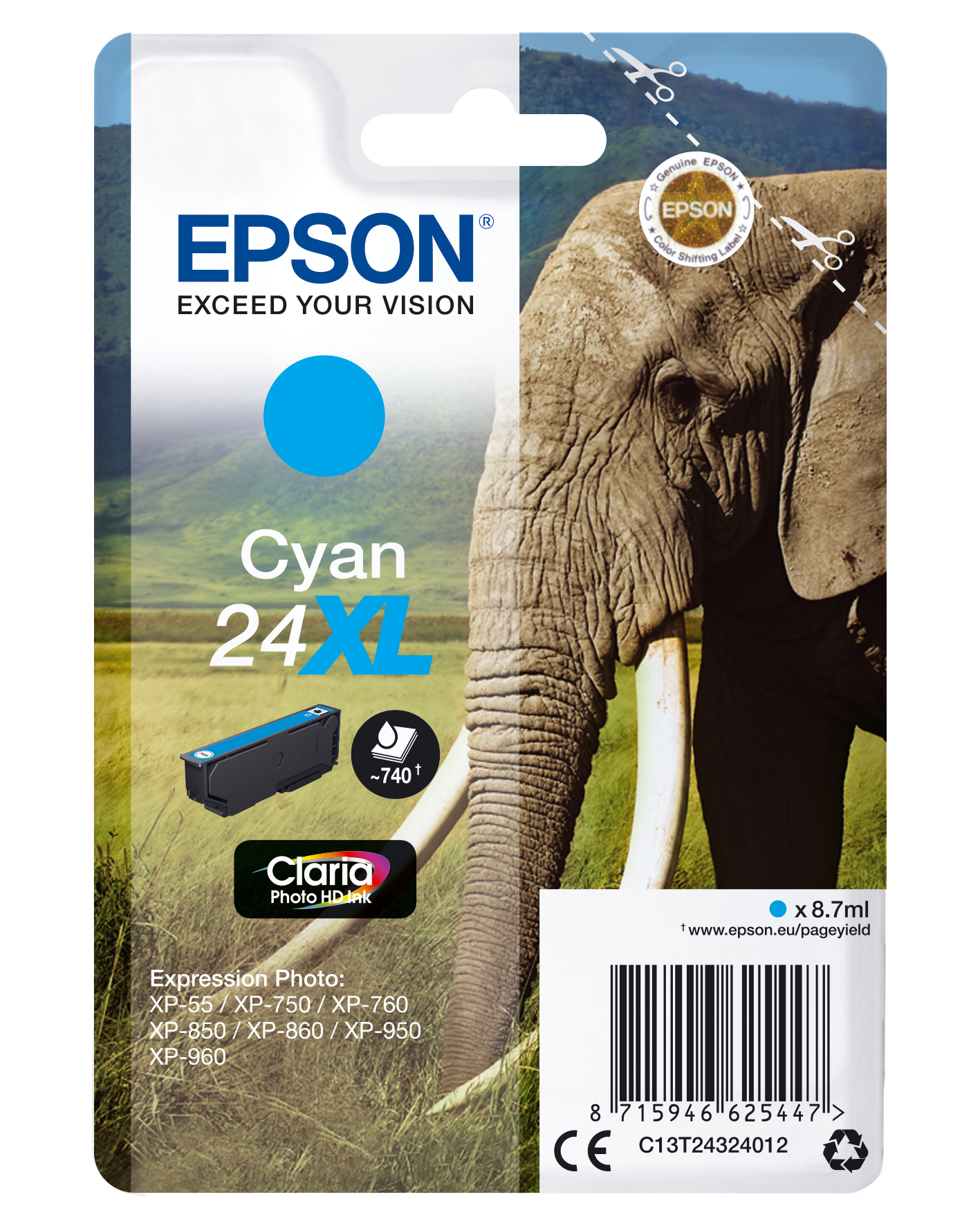 Epson 24XL - 8.7 ml - XL - Cyan - Original - Tintenpatrone
