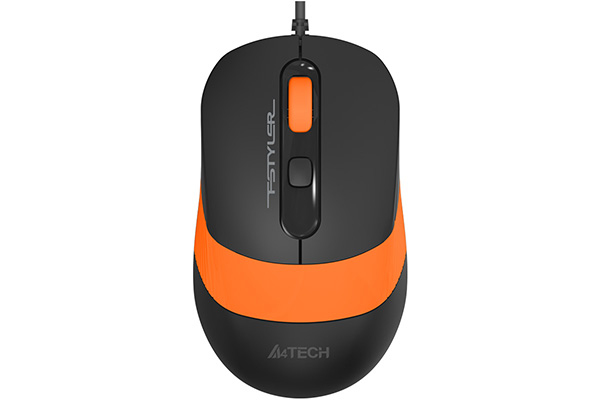 A4tech Fstyler FM10 - Beidhändig - Optisch - USB Typ-A - 1600 DPI - Schwarz - Orange