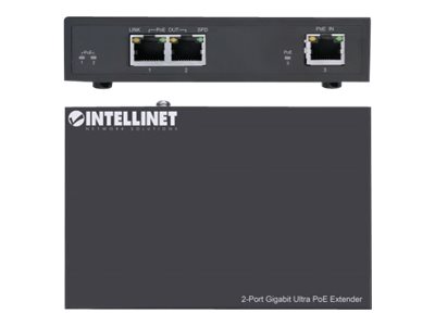 Intellinet 2-Port Gigabit Ultra PoE Extender, Adds up to 100 m (328 ft.)