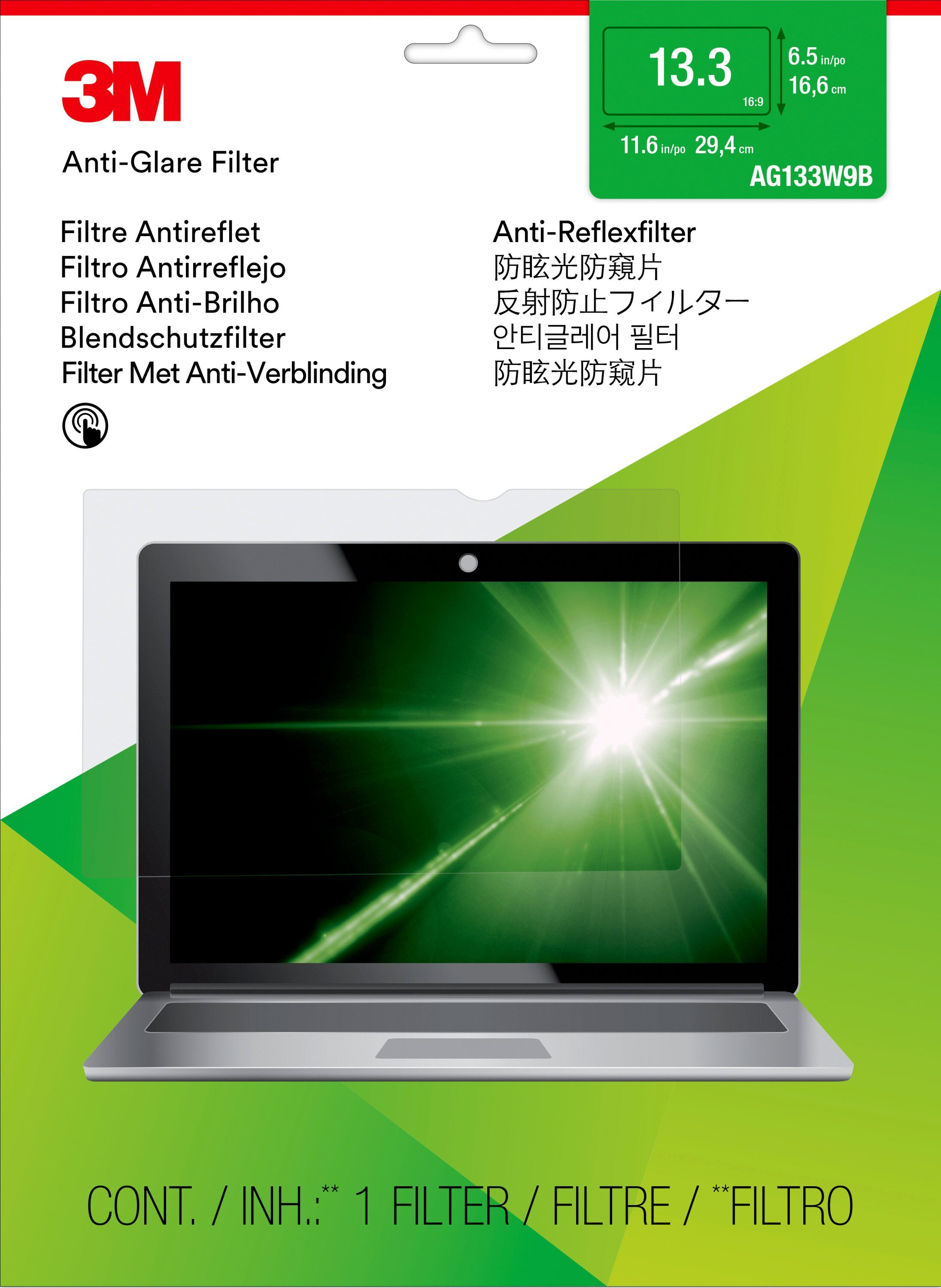 3M Blendschutzfilter für 13,3" Breitbild-Laptop - Blendfreier Notebook-Filter - 33,8 cm Breitbild (13,3 Zoll Breitbild)
