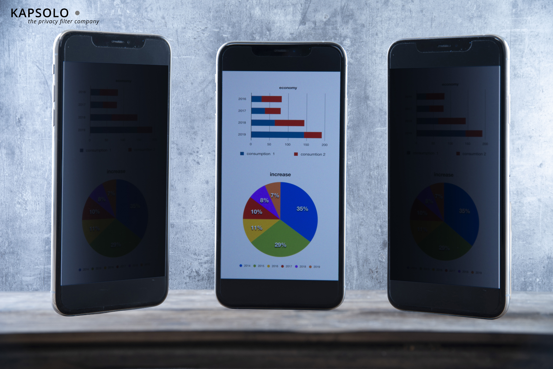 KAPSOLO 4-wege Blickschutzfilter selbstklebend für HTC U12 Plus - Smartphone - Rahmenloser Display-Privatsphärenfilter - Transparent - Privatsphäre - 50% - Deutschland
